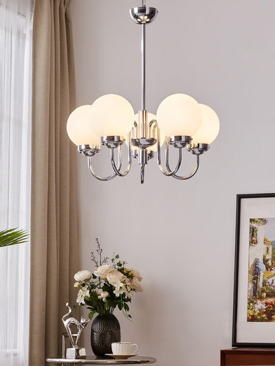 Dostor Chandelier Globe Chrome Curved Arm