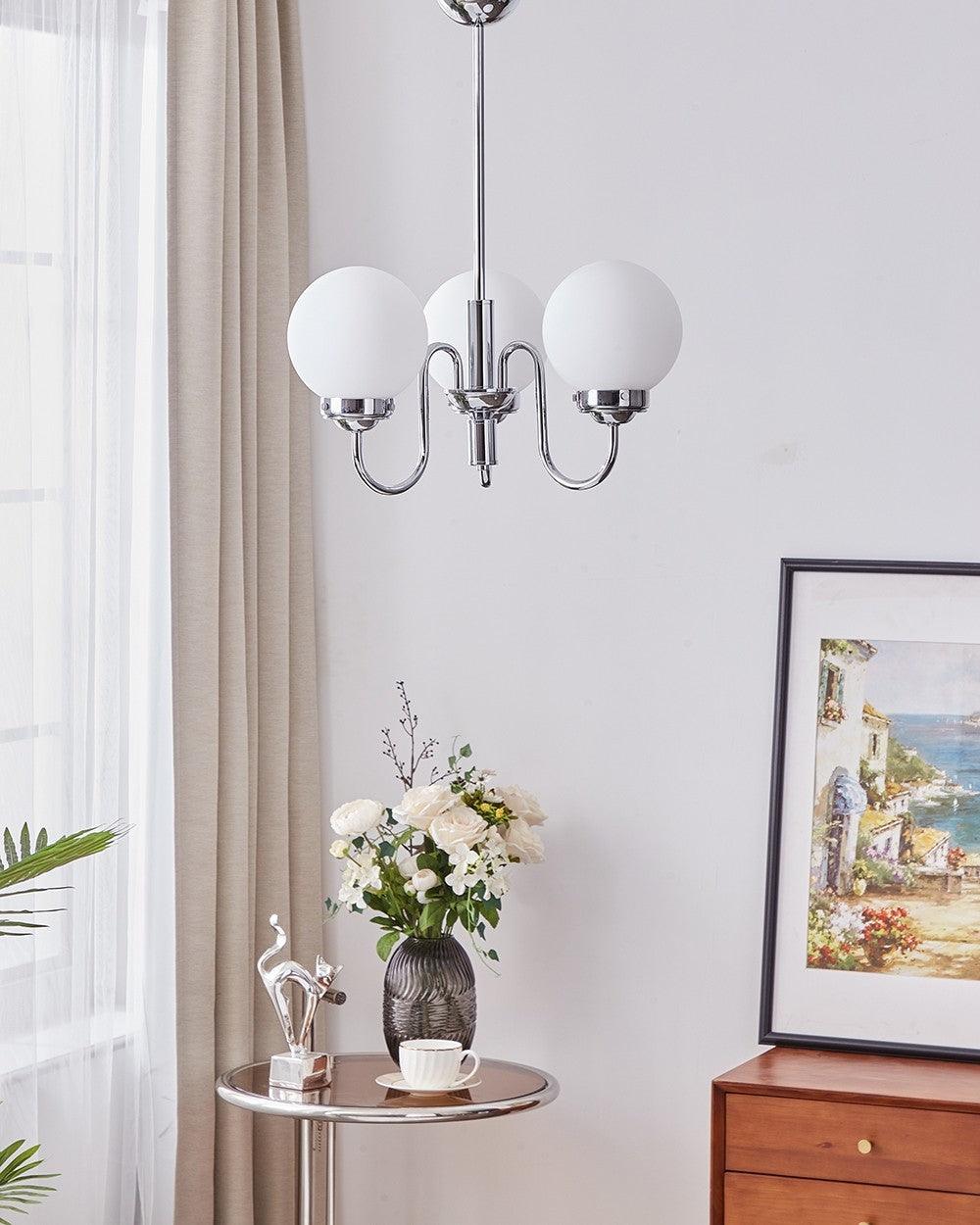 Dostor Chandelier Globe Chrome Curved Arm