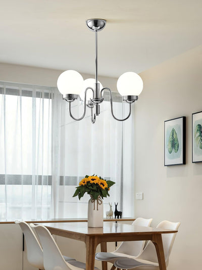 Dostor Chandelier Globe Chrome Curved Arm