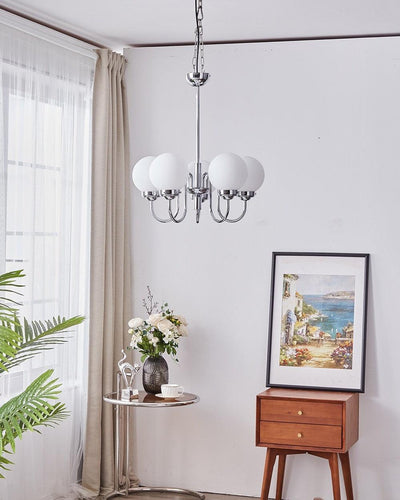 Dostor Chandelier Globe Chrome Curved Arm