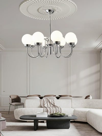 Dostor Chandelier Globe Chrome Curved Arm