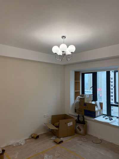 Dostor Chandelier Globe Chrome Curved Arm