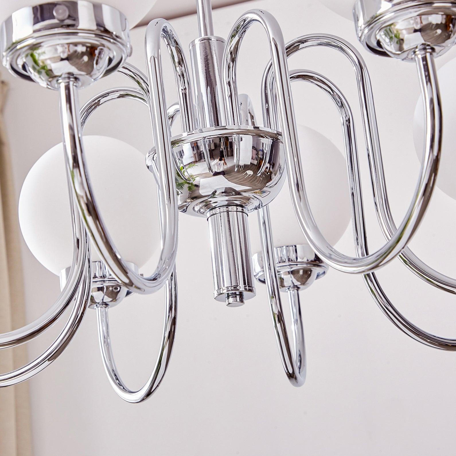 Dostor Chandelier Globe Chrome Curved Arm