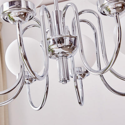 Dostor Chandelier Globe Chrome Curved Arm