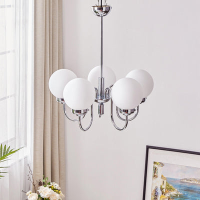 Dostor Chandelier Globe Chrome Curved Arm