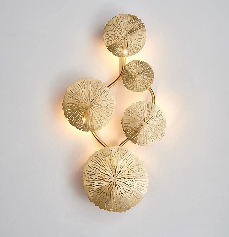 Rylso Wall Lamp Lotus Leaf Brass