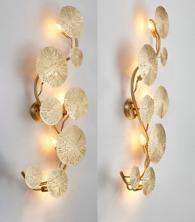 Rylso Wall Lamp Lotus Leaf Brass