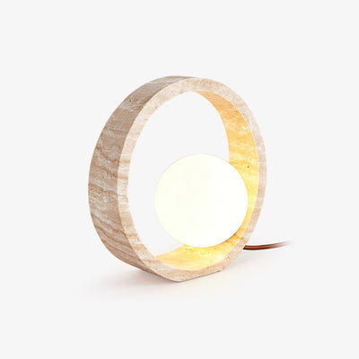Orzore Circular Travertine Table Lamp