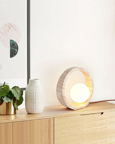 Orzore Circular Travertine Table Lamp