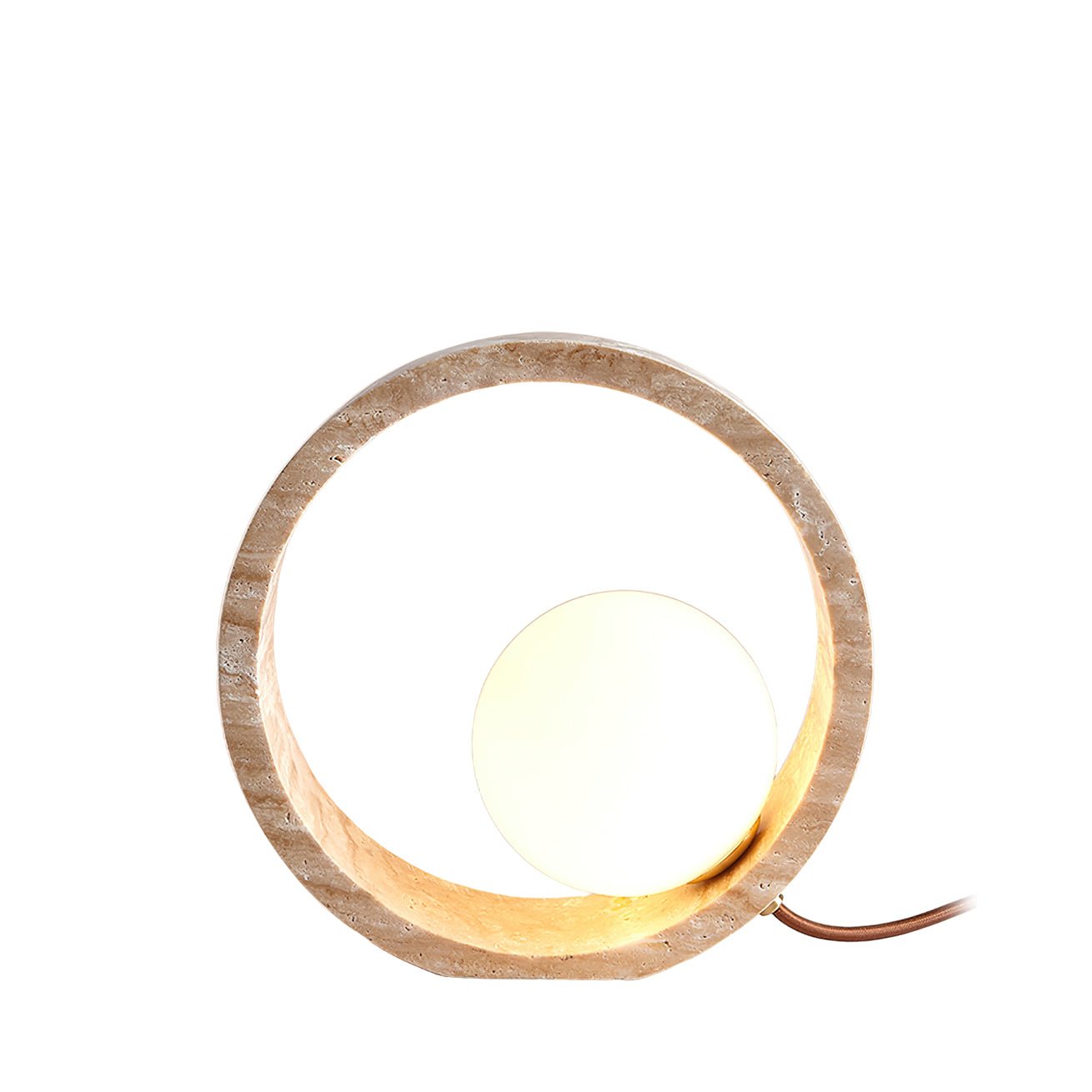 Orzore Circular Travertine Table Lamp