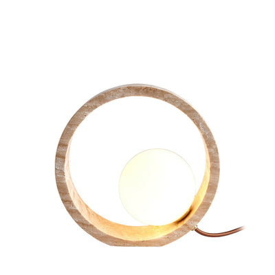 Orzore Circular Travertine Table Lamp