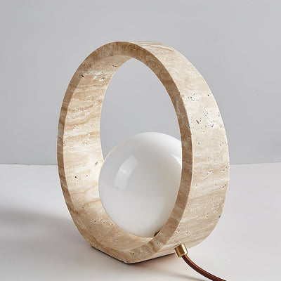 Orzore Circular Travertine Table Lamp