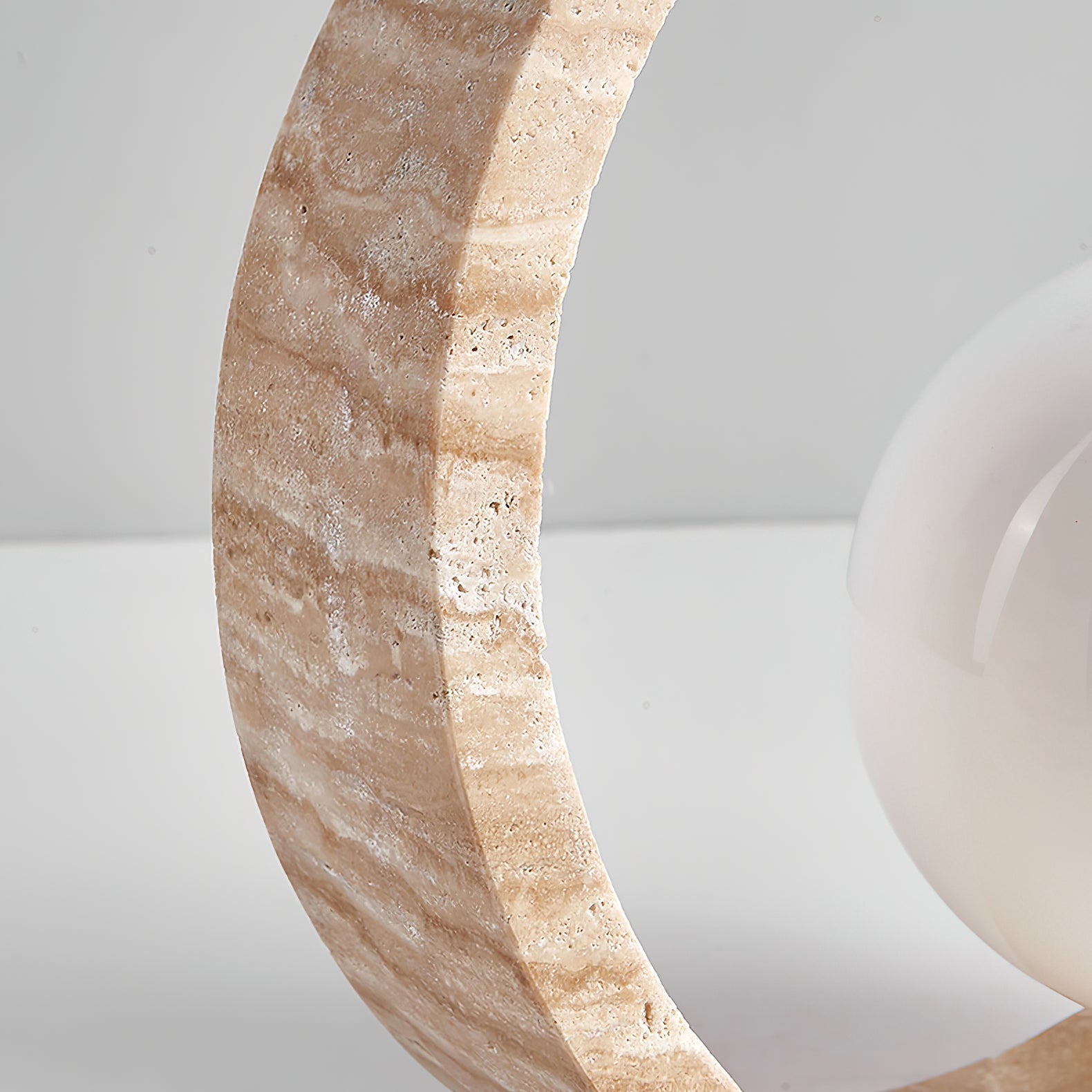 Orzore Circular Travertine Table Lamp