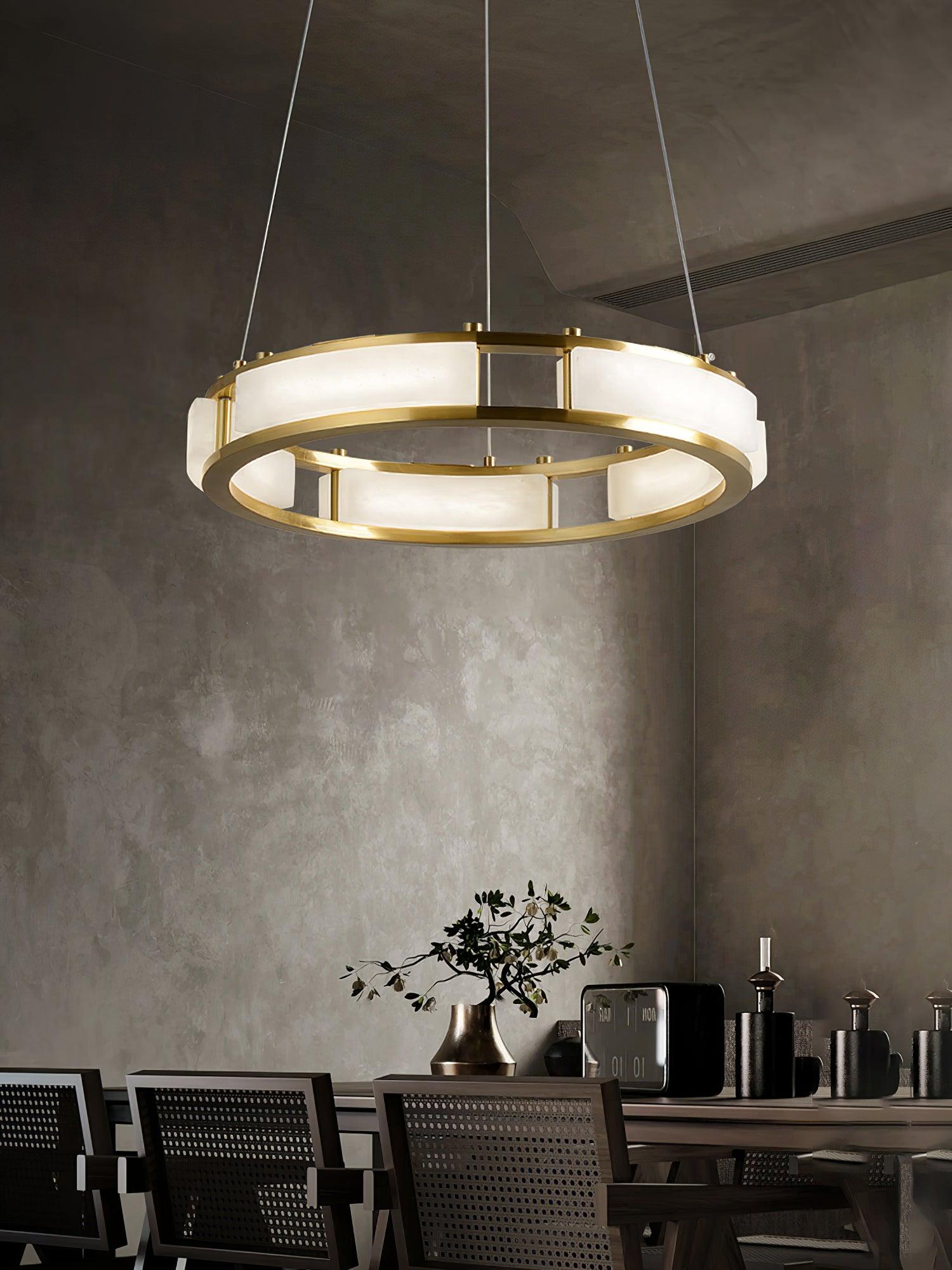 Dythan Minimalist Alabaster Ring Pendant Light