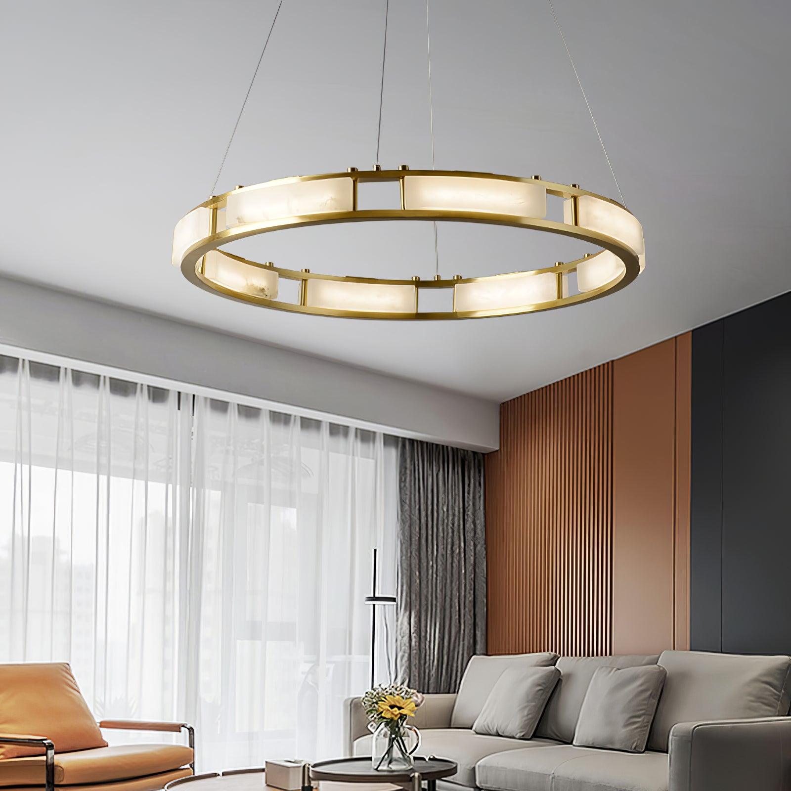 Dythan Minimalist Alabaster Ring Pendant Light