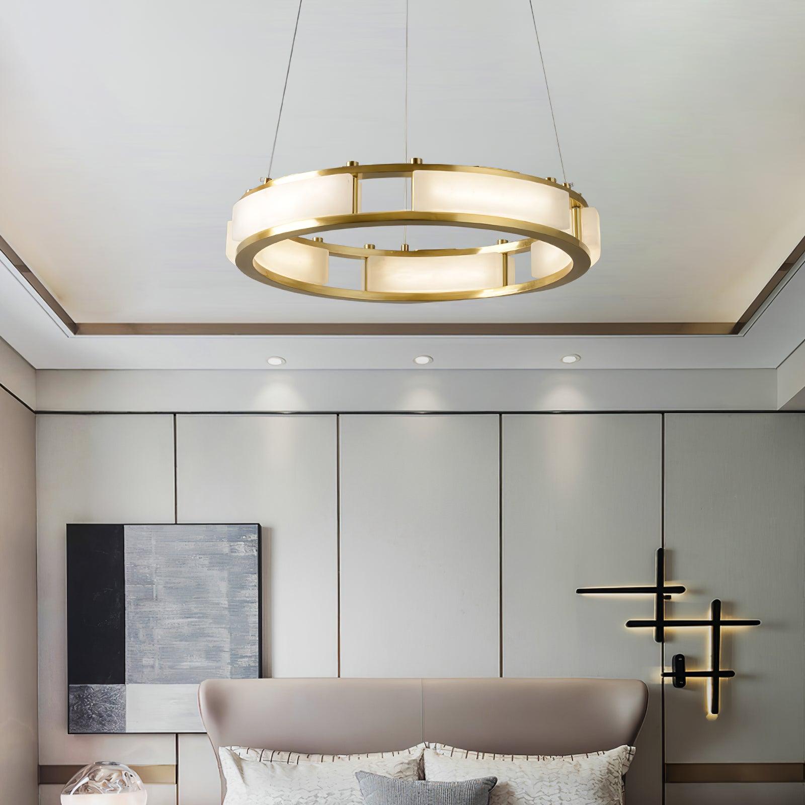 Dythan Minimalist Alabaster Ring Pendant Light