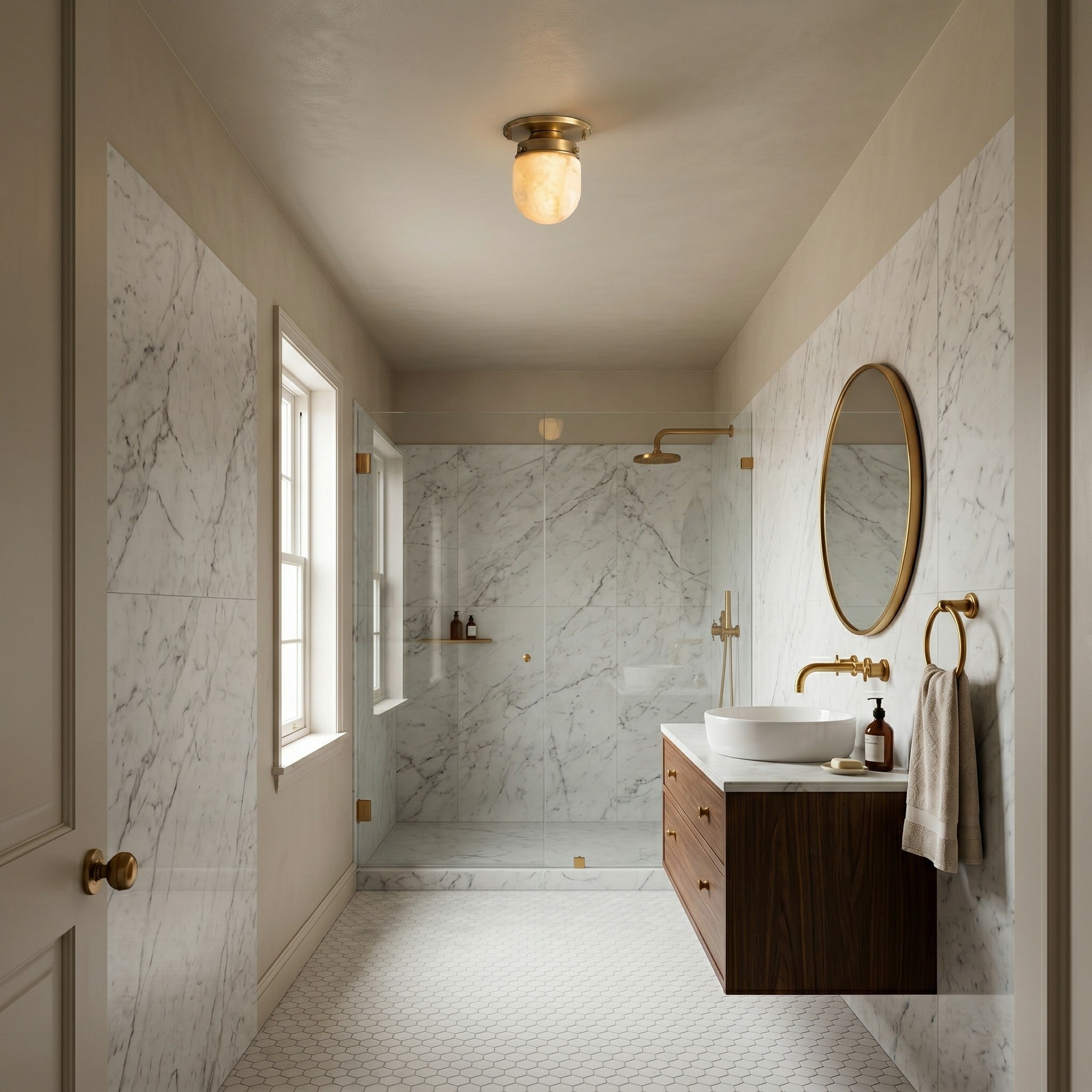 Ardenvale Shaped Alabaster Flush Mount Ceiling Light