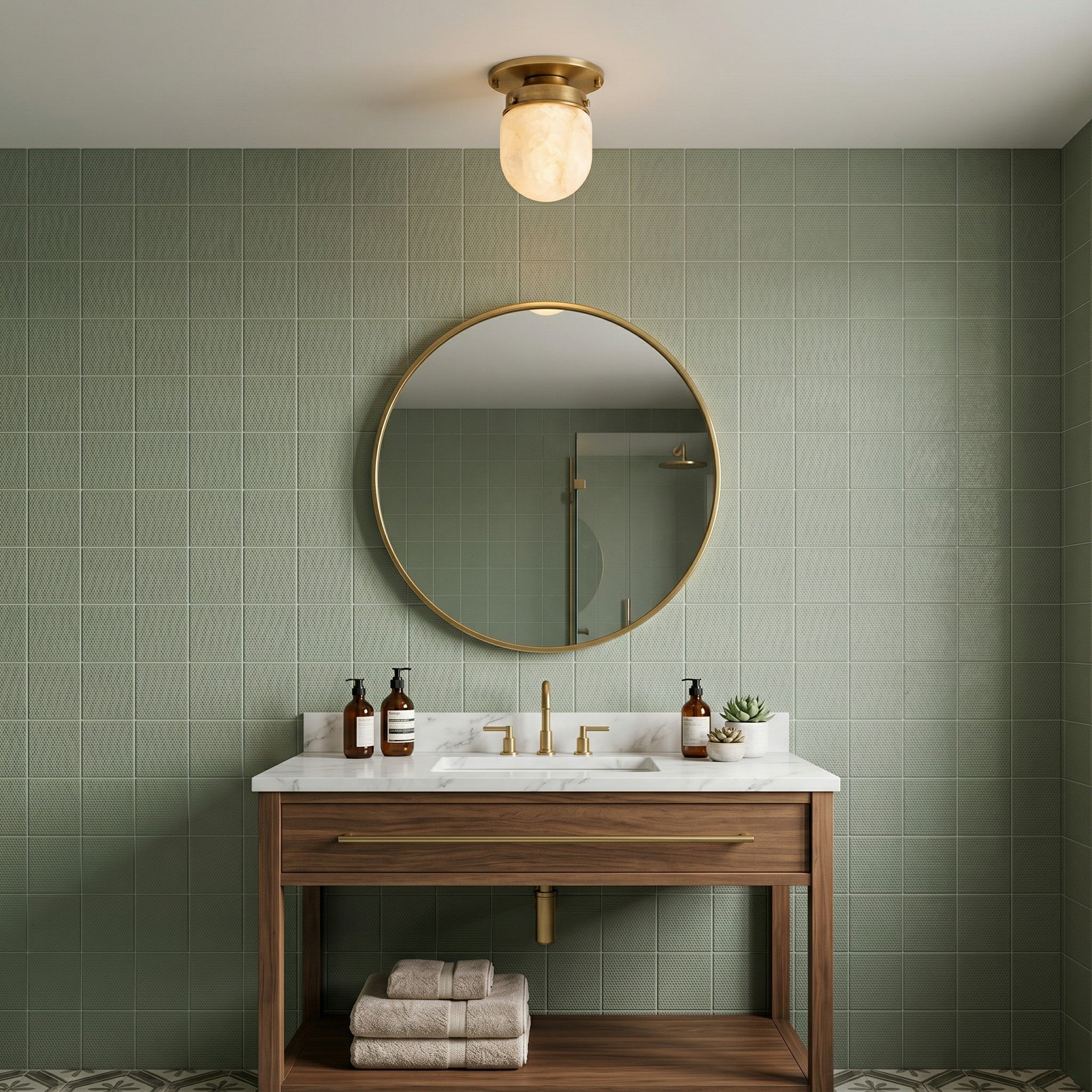 Ardenvale Shaped Alabaster Flush Mount Ceiling Light