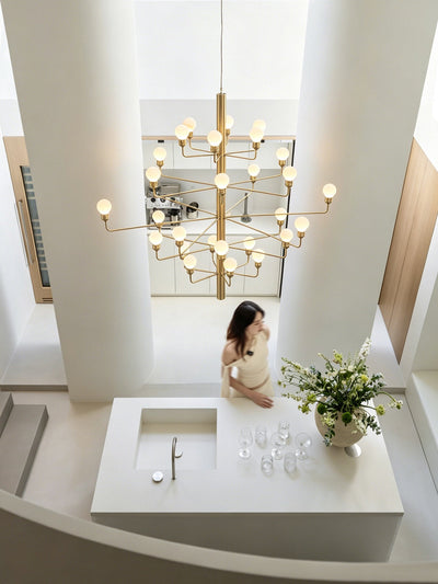 Alberaine Tiered Alabaster Globe Chandelier