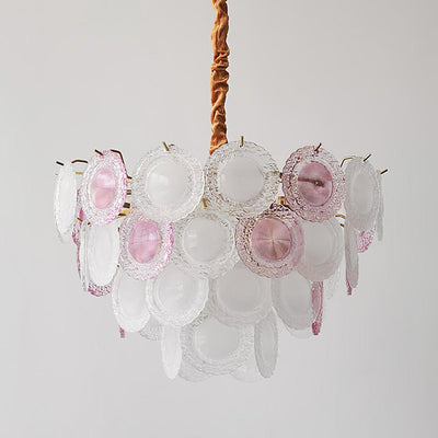 Celinine Chandelier Glass Disc Layered Playful