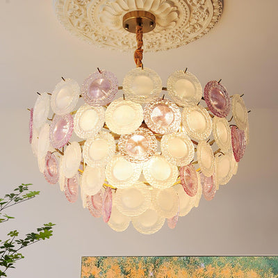 Celinine Chandelier Glass Disc Layered Playful