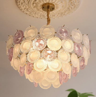 Celinine Chandelier Glass Disc Layered Playful