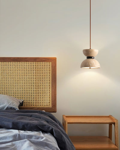 Tersus  Travertine Hourglass Pendant  Light Double-dome