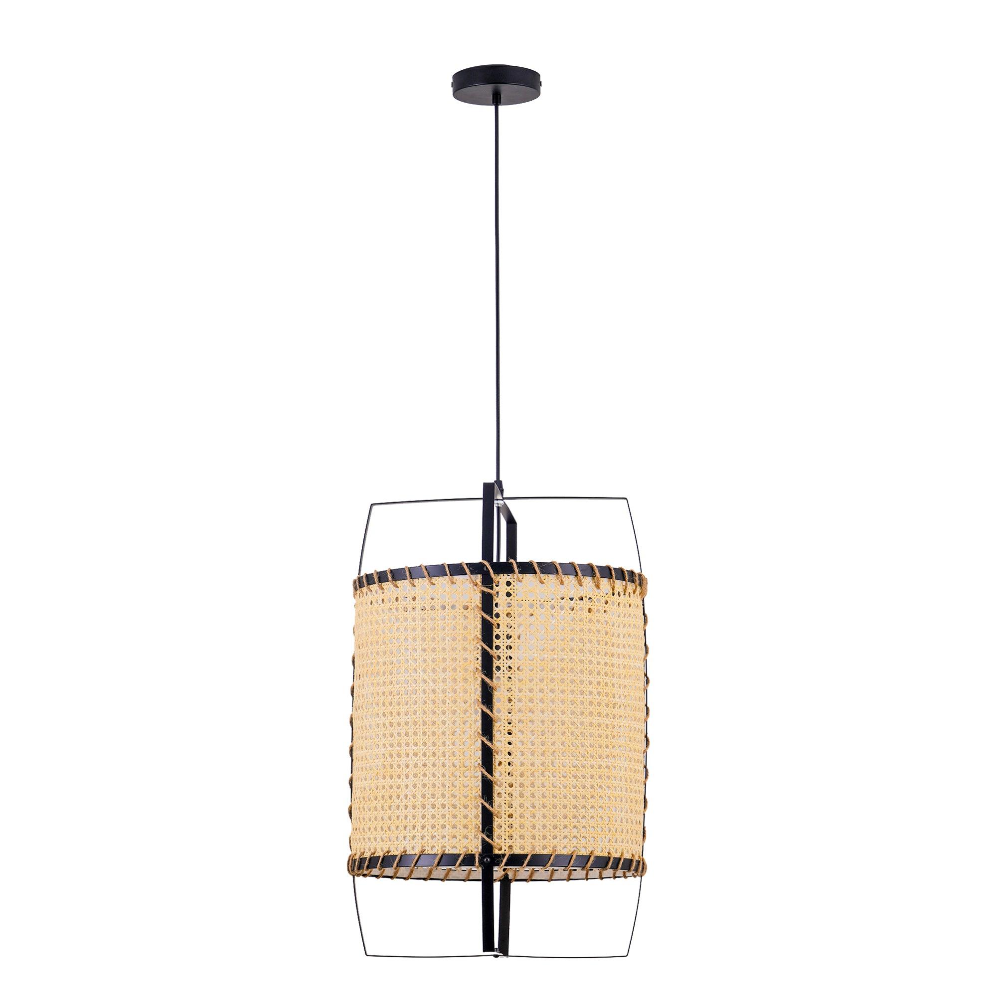 Kevis Pendant Lamp Rattan Cane Frame Industrial
