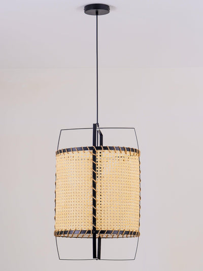 Kevis Pendant Lamp Rattan Cane Frame Industrial