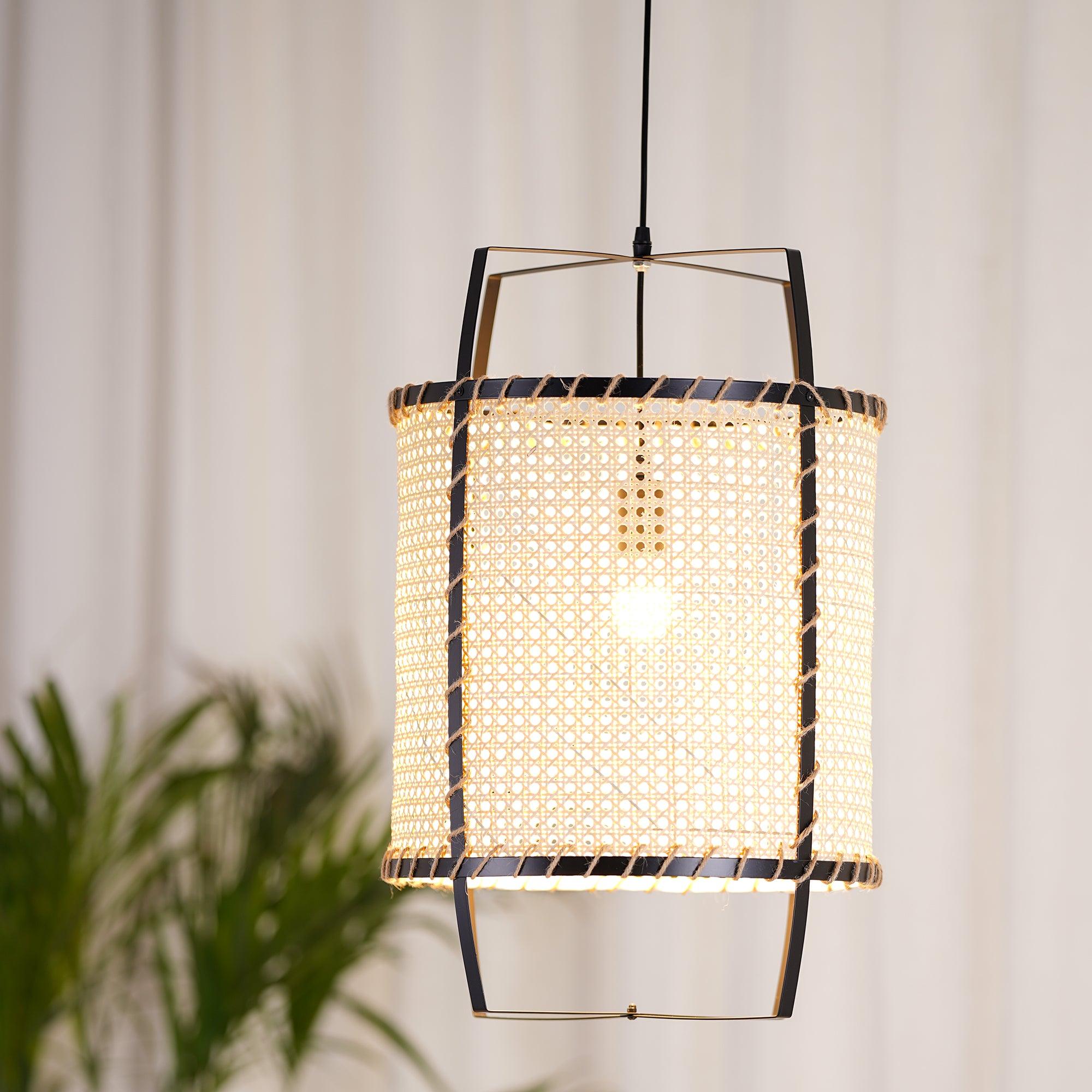 Kevis Pendant Lamp Rattan Cane Frame Industrial