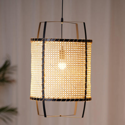 Kevis Pendant Lamp Rattan Cane Frame Industrial