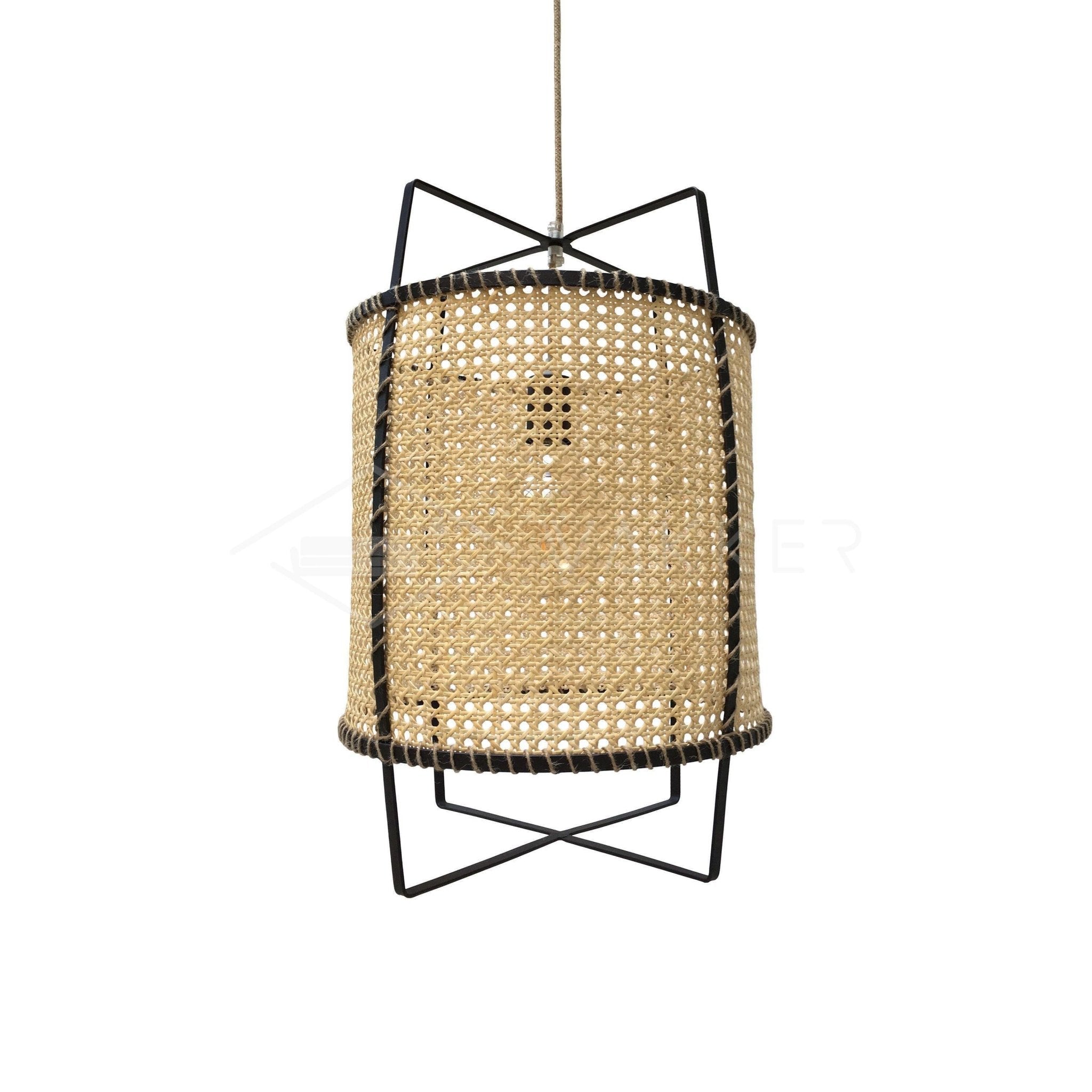 Kevis Pendant Lamp Rattan Cane Frame Industrial