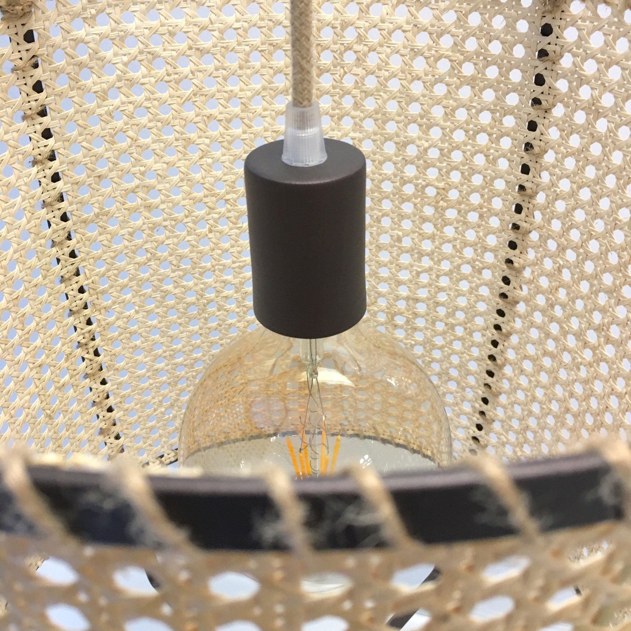 Kevis Pendant Lamp Rattan Cane Frame Industrial