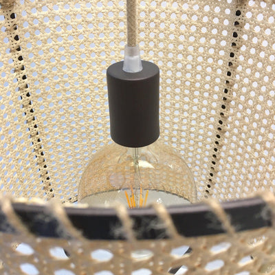 Kevis Pendant Lamp Rattan Cane Frame Industrial
