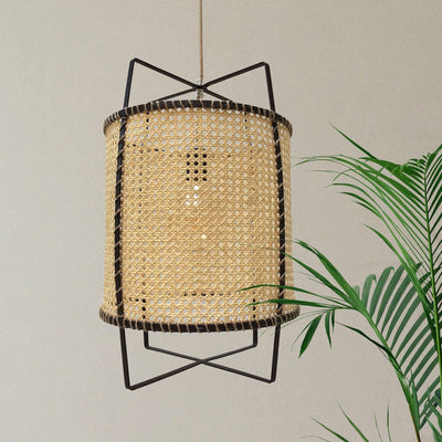 Kevis Pendant Lamp Rattan Cane Frame Industrial