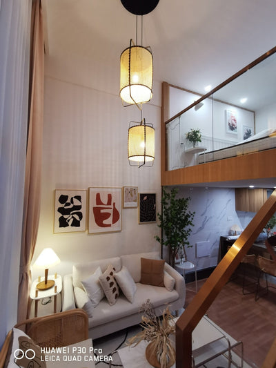 Kevis Pendant Lamp Rattan Cane Frame Industrial