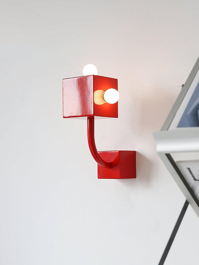 Brenna Individual Creativity Red Cube Wall Lamp