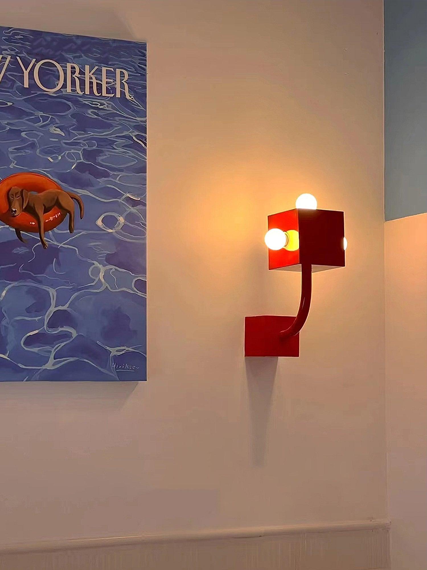 Brenna Individual Creativity Red Cube Wall Lamp