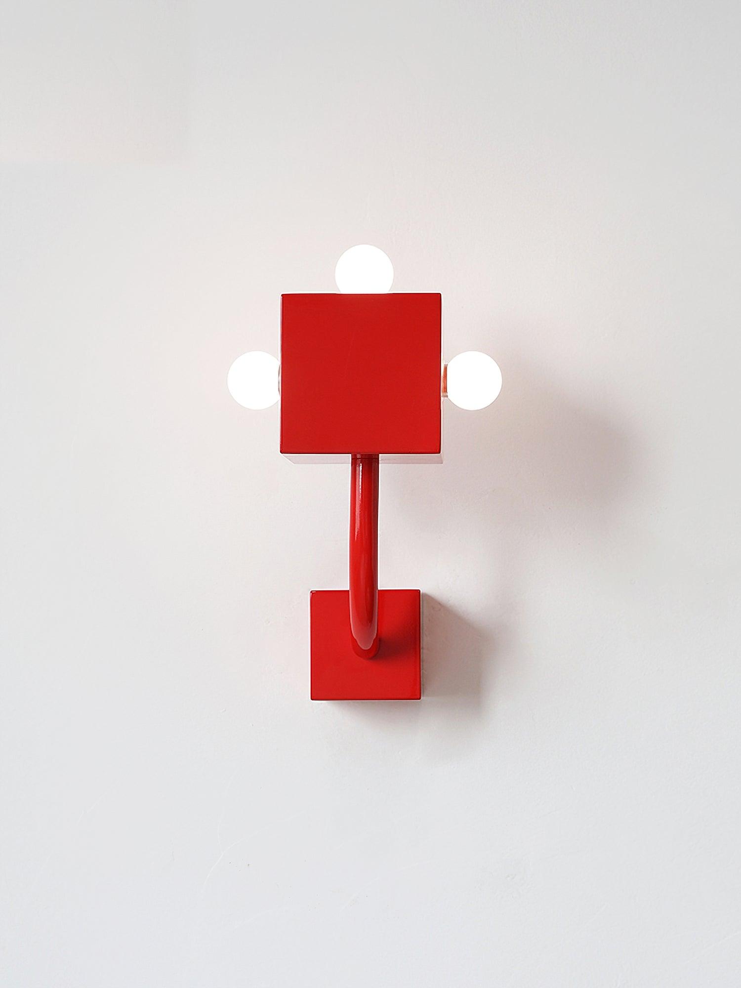 Brenna Individual Creativity Red Cube Wall Lamp