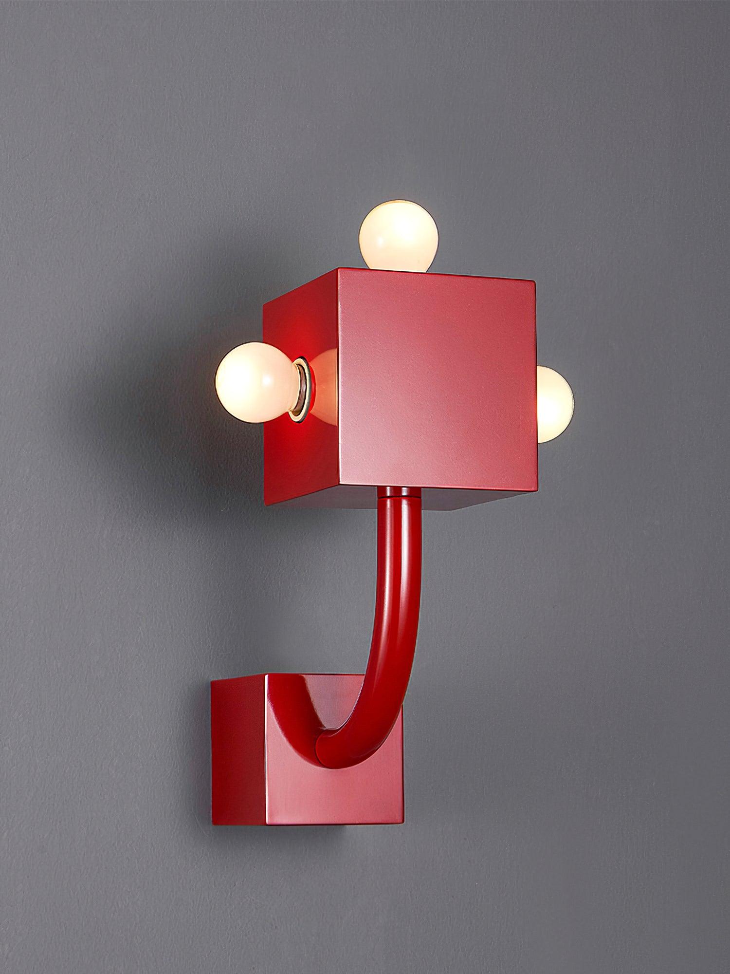Brenna Individual Creativity Red Cube Wall Lamp