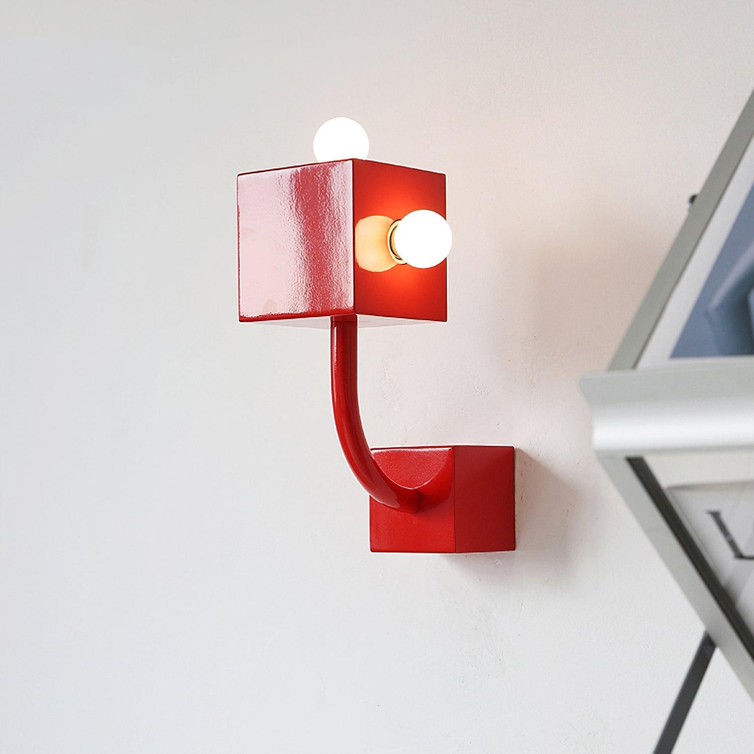 Brenna Individual Creativity Red Cube Wall Lamp