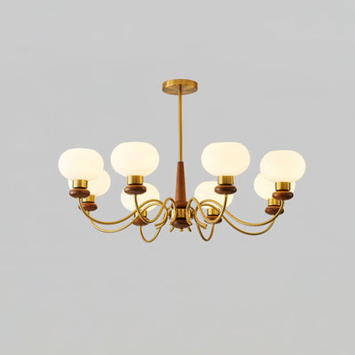 Riniena Chandelier Brass Wood Globe Classic