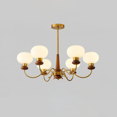 Riniena Chandelier Brass Wood Globe Classic
