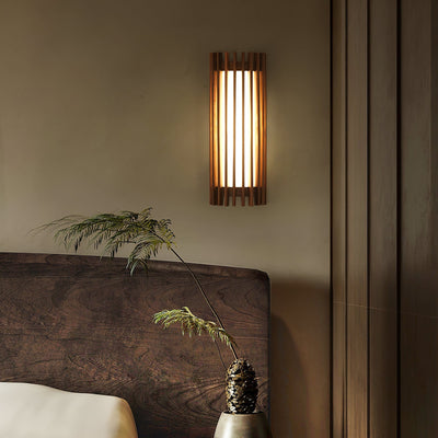 Veyno Wooden Slatted Wall Lamp - Neutral Decor