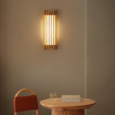 Veyno Wooden Slatted Wall Lamp - Neutral Decor