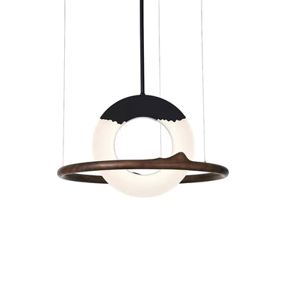 Mytalan Circular Acrylic Wood Pendant Light