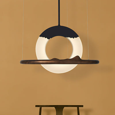 Mytalan Circular Acrylic Wood Pendant Light