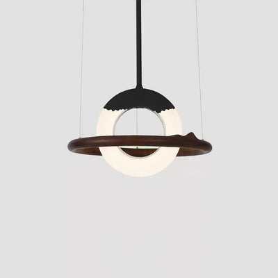 Mytalan Circular Acrylic Wood Pendant Light