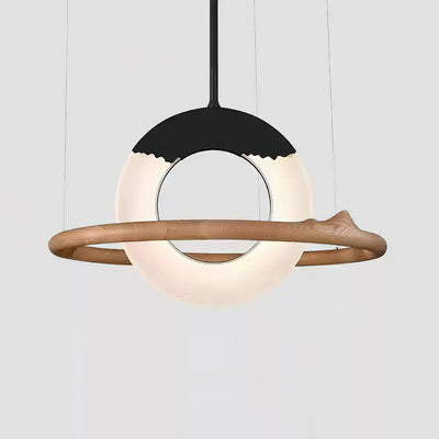 Mytalan Circular Acrylic Wood Pendant Light