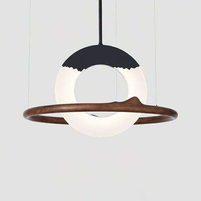 Mytalan Circular Acrylic Wood Pendant Light